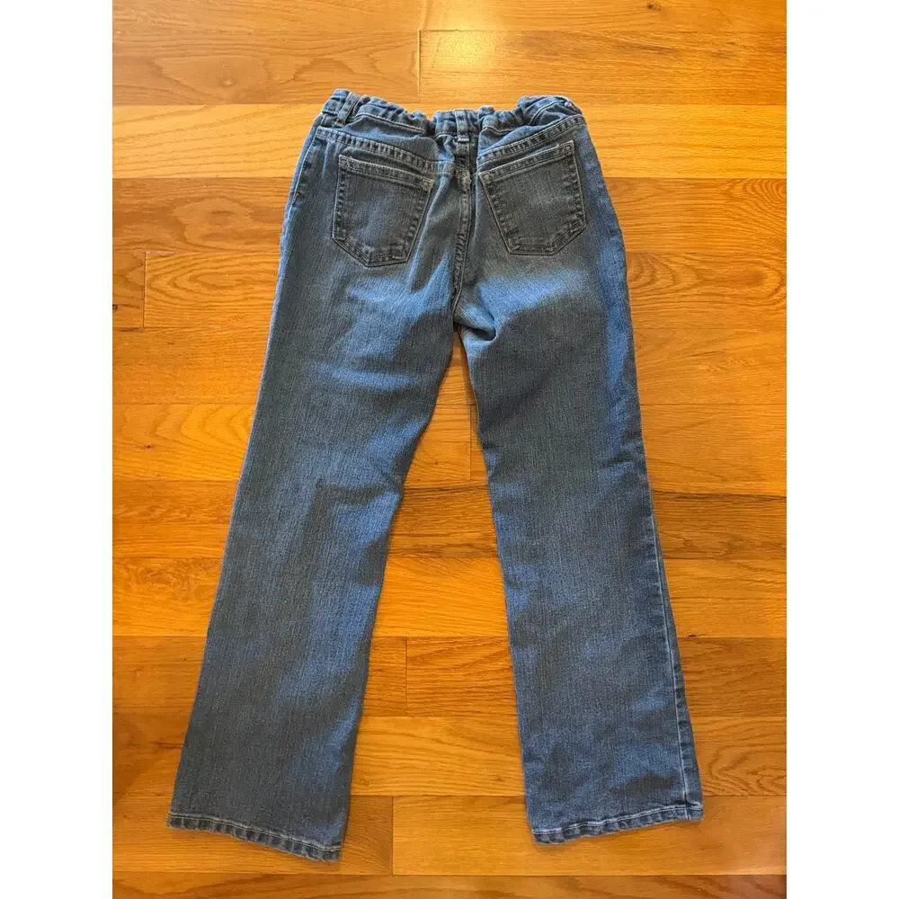 Gymboree Girls Jeans Size 10 Blue Stretch Denim Bootcut Bow Pocket Pants